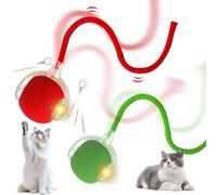 Vmxlso 2 PCS Interactive Cat Ball Toy, Rechargeable Cat Toy Ball, Chewie Viral Rolling ball with Tail, Active Rolling, 360° Smart Automatic for cats, Red + Green