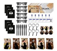 Vmxlso 48 Piece Detective Set Children, Detective Birthday Party Bags with Secret Pen, Magnifiers, Sunglasses, Detective ID, Envelope Sticker, Notebook, Storage Bag and Invitation Letter