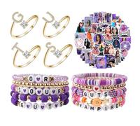 Vmxlso Olivia Merch Set, Olivia Merchandise with 10pcs Friendship Bracelet, G-U-T-S Rings, Purple Stickers, Album Concept for Fans and Women Girls Gifts Tour Outfit