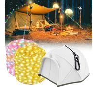 Vmxlso Retractable String Lights for Camping, 33ft Camping String Lights Reel with 6 Modes, IP44 Waterproof, USB Rechargeable Camping Lights String, Camping Fairy Lights for Tents Garden