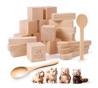 VMYTH 24 -PCS Carving Blocks Whittling Wood for Crafts - Soft Carving Kit 3 Different Shape - Unfinished Wooden Blocks for Carvers