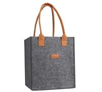 Vın Bottle Holder Tote - Felt 23 x 18 x 26 cm | Beer Flag with 6 Partitions, Reusable Wine Glass | Partition Glass Bag for Festivals and Amateur Dinners, Grey, Se référer à la description, Refer to