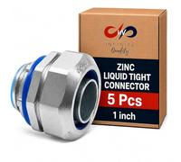 VN Infinite quality 1 Inch Liquid Tight Connector Straight 5 Pack, Zinc Die-Cast Conduit Fittings, Insulated Throat, Seal Tight Connectors for 1 Inch Flexible Metal and Type B Conduit, UL Listed