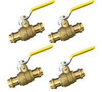 VN Infinite quality Propress Brass Ball Valve - Press Shut Off Ball Valve with EPDM O-ring Fit Both End - Premium Water Stop Shut Off Tool with Connections (Pack of 4, 1 inch)