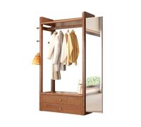 vN5bH1wD Garment rack Solid Wood Clothes Hanger Dressing Mirror Combination Floor Bedroom Living Room Simple Full Body Coat Rack Storage(Large)
