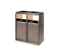 vN5bH1wD Outdoor Trash Can Outdoor Trash Can Double Barrel Square Metal Ashtray Column, Modern Household Commercial Large (with Ashtray)