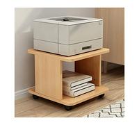 vN5bH1wD Printer Table Wooden Movable Laser Printer Stand, 2-Tier Mobile Machine Cart with Open Storage, Heavy Duty Rack for Office and Home, Log Color Printer Rack
