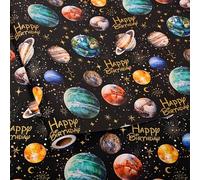 Vnaaem Space Wrapping Paper Roll for Boys and Girls - Solar System Planets & Happy Birthday Galaxy Wrapping Paper for Kids Birthday Baby Shower Holiday Craft Party 15 x 20 Feet (Total