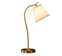 VNABO Copper Table Lamp with Linen Shade and All Copper Body E27 Desk Lamp for Living Room Dining Room Bedroom Bedside Lamp