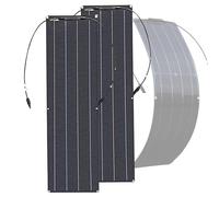 VNATWGOO Solar Panels 200W x2 Photovoltaic Board Bundle, Flexible RV Solar Generator with 30° Bend Tech, Off-Grid Charging Ready 6-Hole Mounting,Black