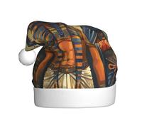 vnbbma Ancient Egypt Tribe Series Print Christmas Hats for Adults, Soft Plush with Fluffy Trim, Lightweight Warm for Xmas Eve, New Year's Celebrations or Costume