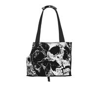 vnbbma Black and White Human Skull Print Pet Travel Tote Bag - Foldable, Lightweight Puppies - Fashion Pet Bag for Small Dogs, Cats, for Travel, Outings