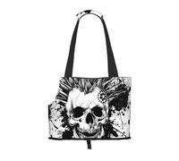 vnbbma Black White Punk Skull Print Pet Travel Tote Bag - Foldable, Lightweight Puppies - Fashion Pet Bag for Small Dogs, Cats, for Travel, Outings