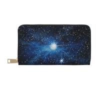 vnbbma Blue Shining Star Print Long Wallet - Stylish PU Leather Wallet with 12 Card Slots & Zip Coin Pocket for Daily Use, Travel & Gifting