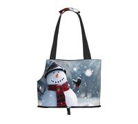 vnbbma Christmas Happy Snowman Print Pet Travel Tote Bag - Foldable, Lightweight Puppies - Fashion Pet Bag for Small Dogs, Cats, for Travel, Outings