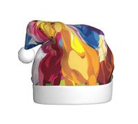 vnbbma Cute Cartoon Horses Print Christmas Hats for Adults, Soft Plush with Fluffy Trim, Lightweight Warm for Xmas Eve, New Year's Celebrations or Costume