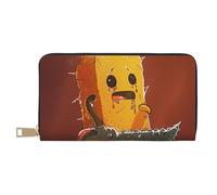 vnbbma Cute Crying Chainsaw Print Long Wallet - Stylish PU Leather Wallet with 12 Card Slots & Zip Coin Pocket for Daily Use, Travel & Gifting