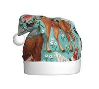 vnbbma Farm animal Print Christmas Hats for Adults, Soft Plush with Fluffy Trim, Lightweight Warm for Xmas Eve, New Year's Celebrations or Costume