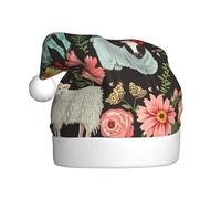 vnbbma Farm Animal Print Christmas Hats for Adults, Soft Plush with Fluffy Trim, Lightweight Warm for Xmas Eve, New Year's Celebrations or Costume