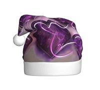 vnbbma Fashional Purple Hearts Print Christmas Hats for Adults, Soft Plush with Fluffy Trim, Lightweight Warm for Xmas Eve, New Year's Celebrations or Costume