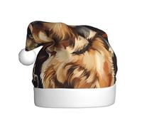 vnbbma German shepherd Print Christmas Hats for Adults, Soft Plush with Fluffy Trim, Lightweight Warm for Xmas Eve, New Year's Celebrations or Costume