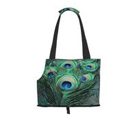 vnbbma Green Peacock Feather Print Pet Travel Tote Bag - Foldable, Lightweight Puppies - Fashion Pet Bag for Small Dogs, Cats, for Travel, Outings