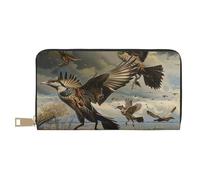 vnbbma Hunting Flying Wild Print Long Wallet - Stylish PU Leather Wallet with 12 Card Slots & Zip Coin Pocket for Daily Use, Travel & Gifting