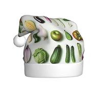 vnbbma Introduction of various vegetables Print Christmas Hats for Adults, Soft Plush with Fluffy Trim, Lightweight Warm for Xmas Eve, New Year's Celebrations or Costume
