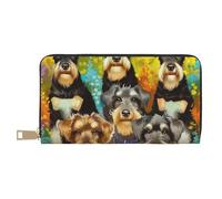 vnbbma Oil Cute Schnauzer Dogs Print Long Wallet - Stylish PU Leather Wallet with 12 Card Slots & Zip Coin Pocket for Daily Use, Travel & Gifting
