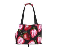 vnbbma Strawberry pattern Print Pet Travel Tote Bag - Foldable, Lightweight Puppies - Fashion Pet Bag for Small Dogs, Cats, for Travel, Outings