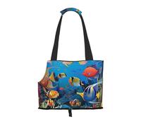 vnbbma The Underwater World Tropical Fish Print Pet Travel Tote Bag - Foldable, Lightweight Puppies - Fashion Pet Bag for Small Dogs, Cats, for Travel, Outings