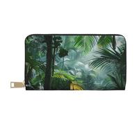 vnbbma Tropical Rainforest Jungle Scene Print Long Wallet - Stylish PU Leather Wallet with 12 Card Slots & Zip Coin Pocket for Daily Use, Travel & Gifting