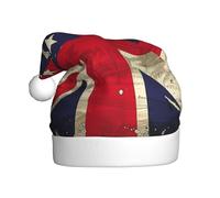 vnbbma USA Uk Flag Print Christmas Hats for Adults, Soft Plush with Fluffy Trim, Lightweight Warm for Xmas Eve, New Year's Celebrations or Costume