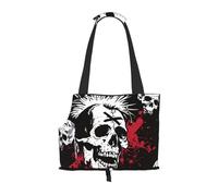 vnbbma White Punk Skull Print Pet Travel Tote Bag - Foldable, Lightweight Puppies - Fashion Pet Bag for Small Dogs, Cats, for Travel, Outings