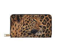 vnbbma Wild Leopard Animal Print Long Wallet - Stylish PU Leather Wallet with 12 Card Slots & Zip Coin Pocket for Daily Use, Travel & Gifting