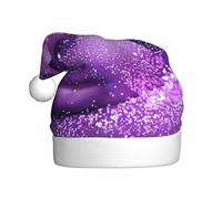 vnbbma Woman face with purple glitter Print Christmas Hats for Adults, Soft Plush with Fluffy Trim, Lightweight Warm for Xmas Eve, New Year's Celebrations or Costume