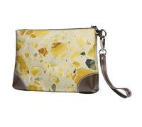 vnbbma yellow marble Print Leather Clutch Bag, Genuine Leather Wristlet, Organizer Bag for Evening Events, Date Nights, Weddings & Gift-Giving