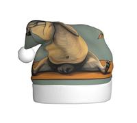 vnbbma Yoga pug Print Christmas Hats for Adults, Soft Plush with Fluffy Trim, Lightweight Warm for Xmas Eve, New Year's Celebrations or Costume