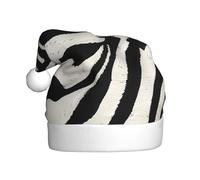 vnbbma Zebra Animal Print Christmas Hats for Adults, Soft Plush with Fluffy Trim, Lightweight Warm for Xmas Eve, New Year's Celebrations or Costume