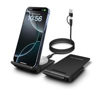 VNBBT 2 in 1 Wireless Charger,[New Update] 25W Foldable Wireless Charging Station for iPhone 17/17 Pro/16/15/14/13/12/Airpods,Dual 15W Fast Dual induction charge Stand For Samsung Galaxy/Buds3
