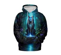 VNBNT Dark Wolf Hoodies For Men 3D Print Moon Adults Wolves Face Hooded Sweatshirt With Animal