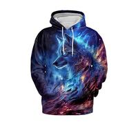 VNBNT Dark Wolf Hoodies For Men 3D Print Moon Adults Wolves Face Hooded Sweatshirt With Animal