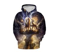 VNBNT Lion Hoodies For Men 3D Print Design Leo Zodiac Pullover Sweatshirt Wildlife Adult Womans Animal Hoodie, Lion24 01-02, XL