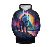 VNBNT Mens Hoodies Women Long Sleeve 3D Print Pullover Wolf Hoodies Wolf Hoodie For Men