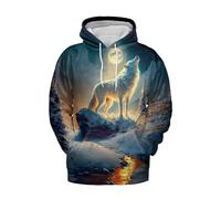 VNBNT Mens Hoodies Women Long Sleeve 3D Print Pullover Wolf Hoodies Wolf Hoodie For Men