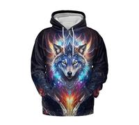 VNBNT Wolf Hoodie For Men Long Sleeve 3D Print Pullover Animal Dark Wolf Hoodies