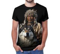 VNBNT Wolf Shirts for Men Women Graphic T-Shirt with 3D Design Novelty T-Shirt Howling Wolves T Shirt Three Wolf Moon Shirt, Native American Wolf, Large