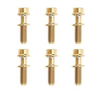 Vnbuimzls 6Pcs Bike Screws Bolts Set, Mountain Bicycle Handlebar Stem Ti Alloy with Washer M5x18mm, Durable Alloy Bolts for Road Bikes Motorcycles, Rust Proof Bi (Gold)