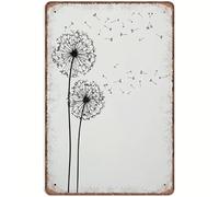 VNCgov Scandinavian Minimalist Dandelion Metal Wall Art - Black & White Abstract Decor, Vintage Tin Sign For Bar, Pub, Home - 8X12 Inch