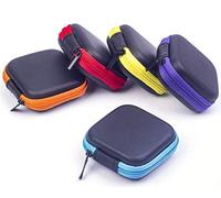 VNDEFUL 2Pcs Square Shaped Carrying Mini Hard Case Storage Bag,Headset Earbuds Pouch Storage Bags (Color Random)